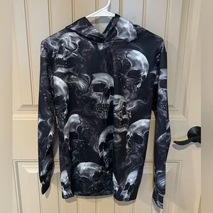 Black and gray skull halloween hoodie size boys large